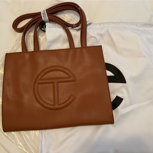Telfar medium tan shopping bag